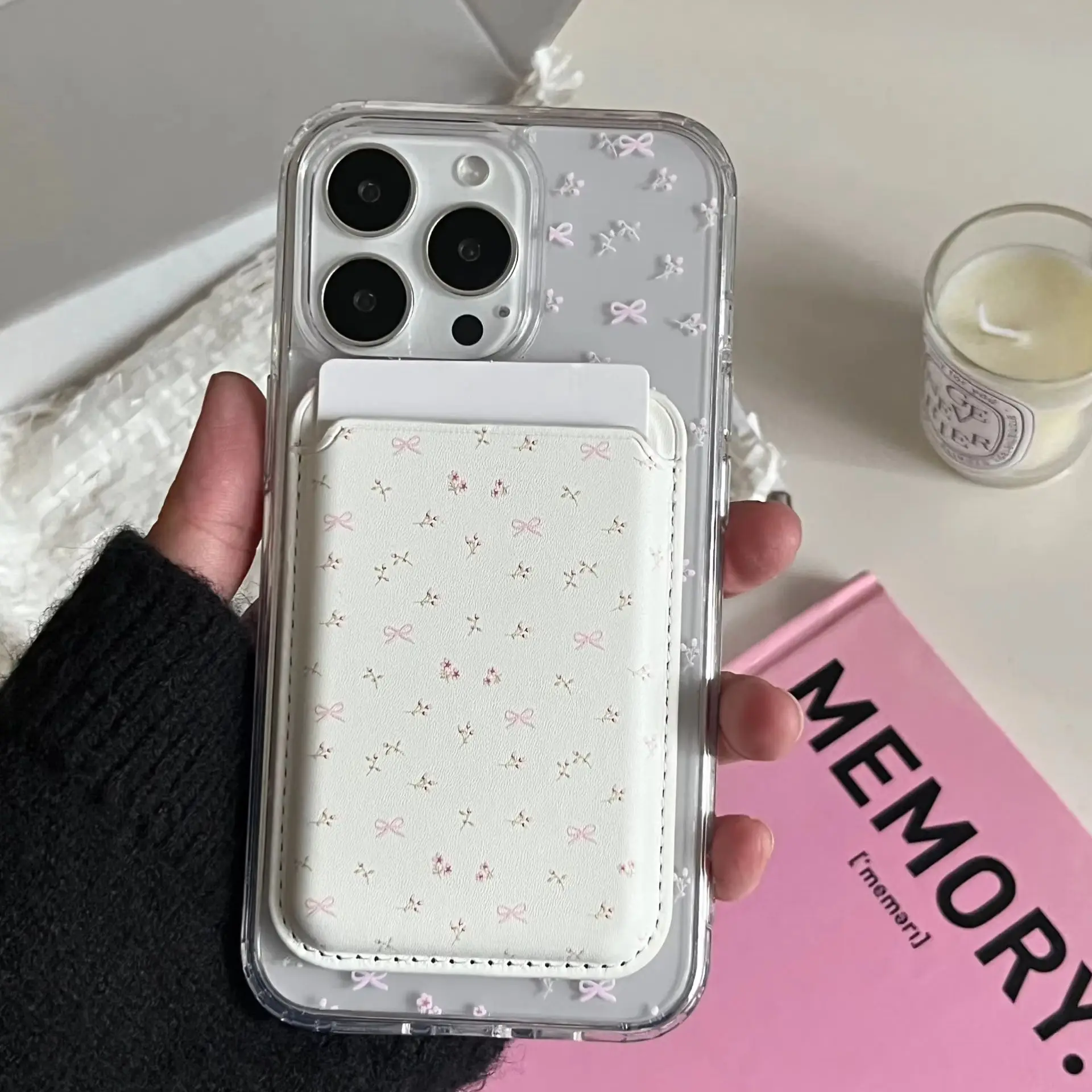 Korean Pink Floral Bow Cute INS MagSafe Phone Case For iPhone 16 15 14 13 12 11 Pro Max Plus MINI Y2K Creative Kawaii Girl Cover