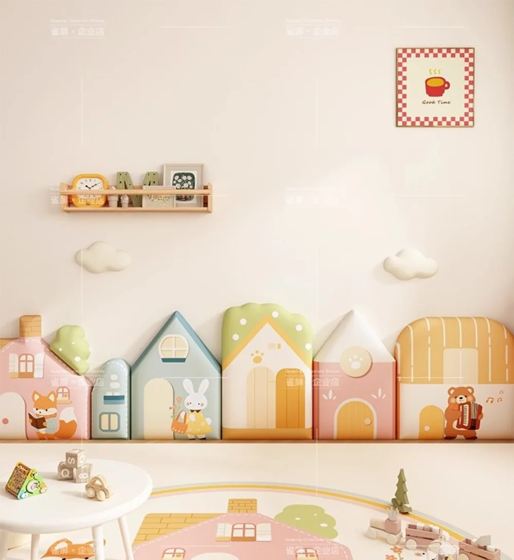 Cartoon Anti-collision Wall Sticker Kindergarten Children's Room Tatami Soft-wrapped Three-dimensional Headboard Self-adhesive