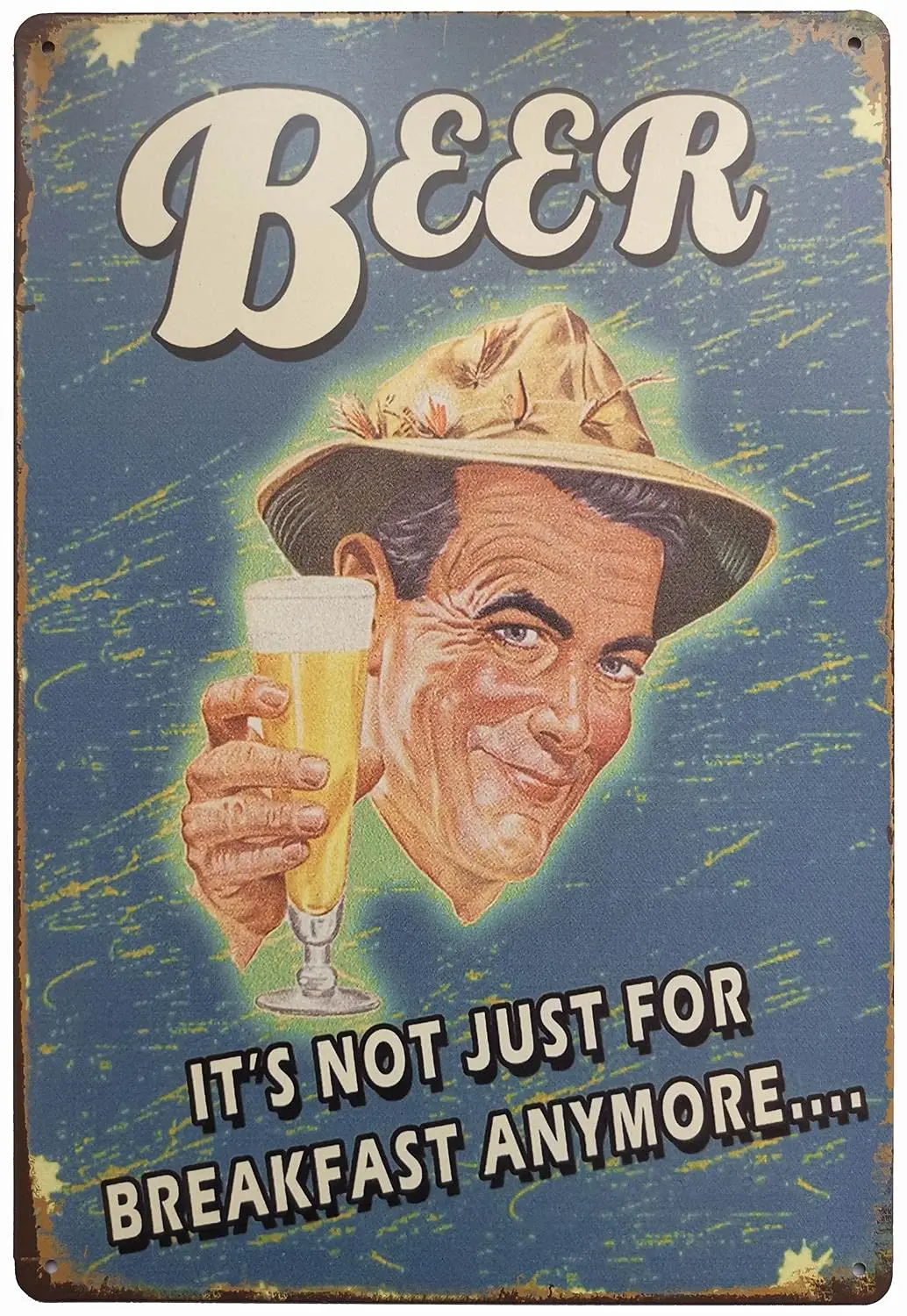 ERLOOD Beer It's Not Just for Breakfast Anymore Retro Vintage Decor Metal Tin Sign 12 X 8