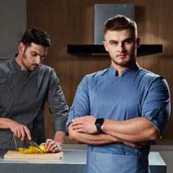 Jaqueta Chef elástico manga comprida impermeável, Uniforme Cozinheiro Cozinha, Restaurante Garçom Top