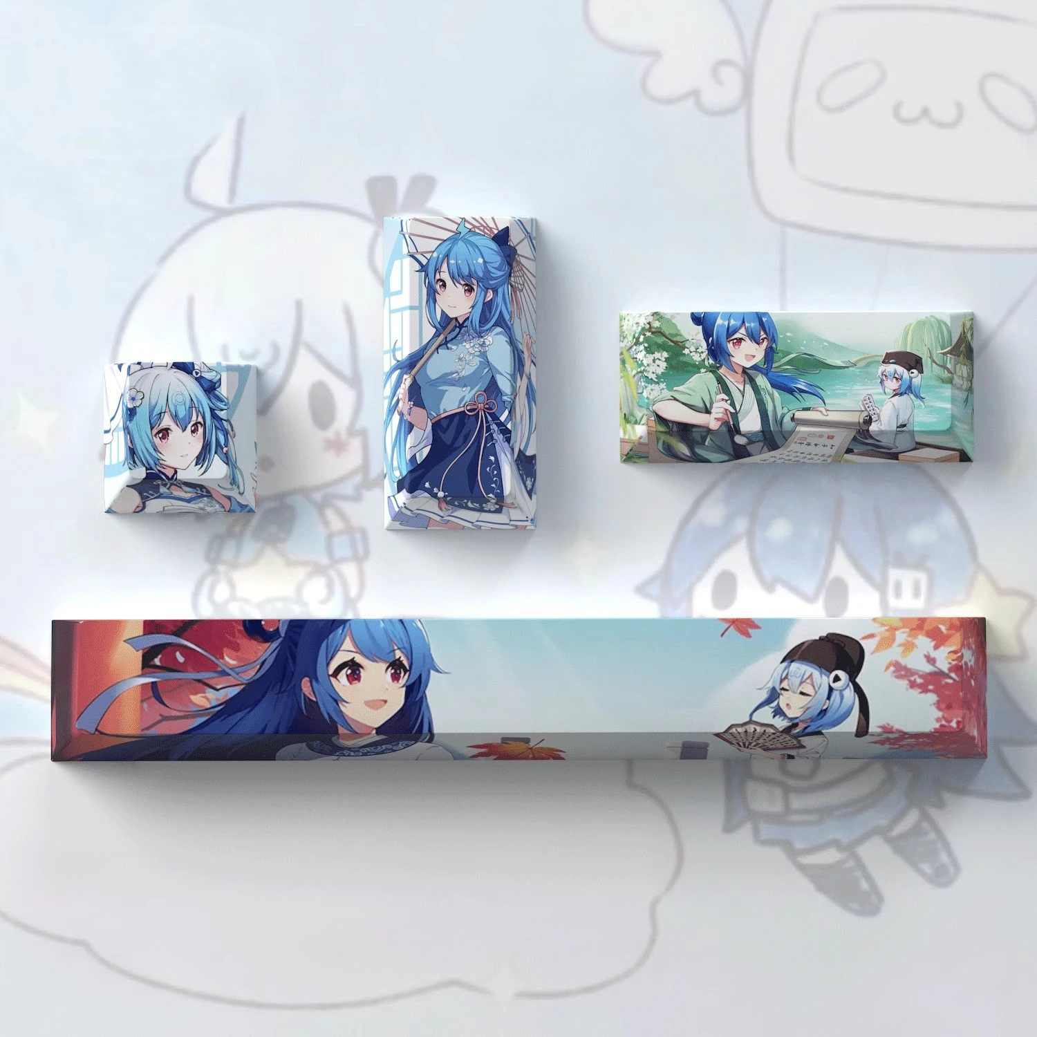 1 Set Pretty Girls Keycaps Anime Cartoon Cute 2233 Sisters Key Caps Cherry Profile ACGN Keycap ESC 2.25U Enter 6.25U Spacebar