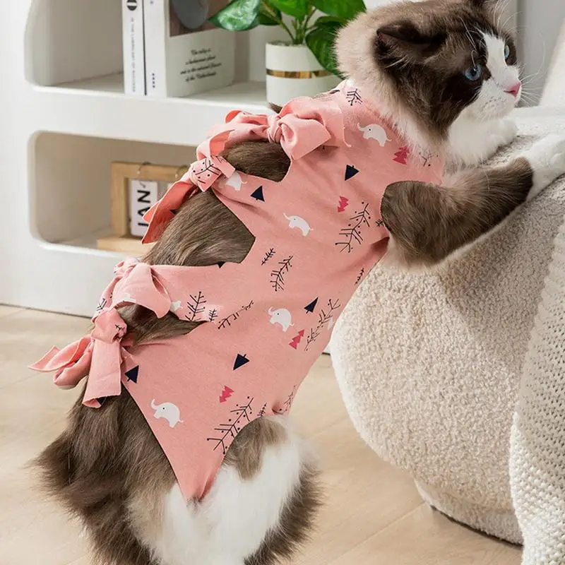 Cat Spay Recovery Suit Cat Onesie Comfortable E-Collar Alternative Cat Neutering Bodysuit Wear Full Bodysuit For Female