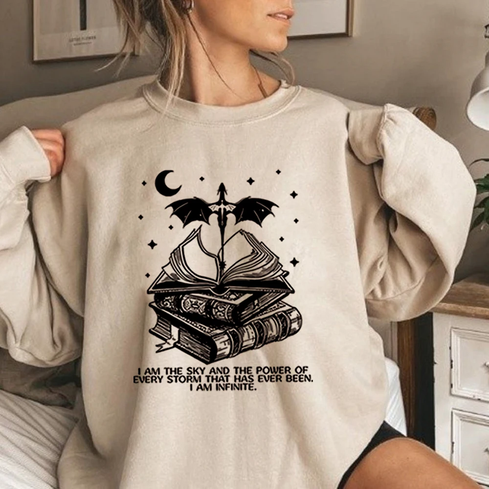 Vintage Basgiath War College Sweatshirt I Am The Sky Hoodie Fourth Wing Shit Dragon Rider Tee Unisex Casual Hoodies Sweatshirts