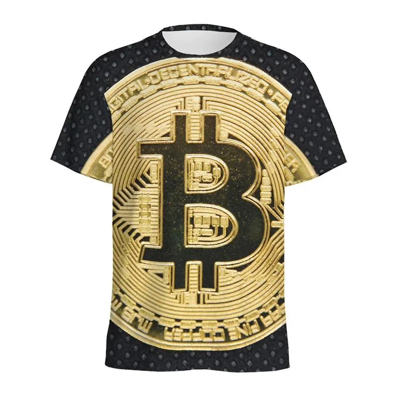 3D Printed Bitcoin Pattern T Shirt For Men Short Sleeve Round Neck Tshirts Personaltiy Oversized Tops Tee Shirts Streetwear