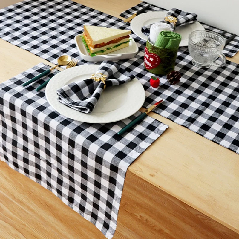 6Pcs Buffalo Check Collection, Classic Farmhouse Tabletop Set, Plaid Napkin , 3 Red And 3 White