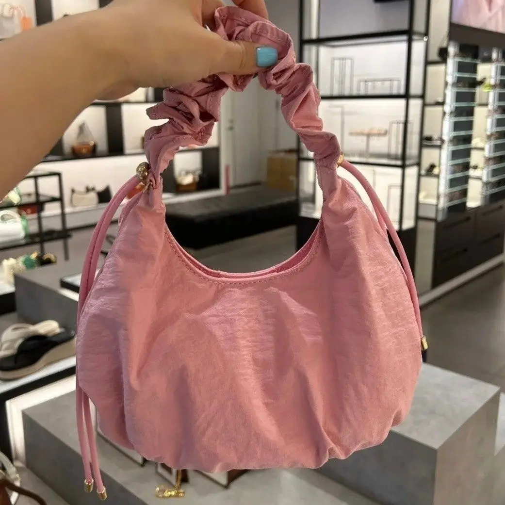 Miyagawa-Bolso de hombro plegable con cordón para mujer, bolsa de lona de gran capacidad, informal, versátil, Color sólido