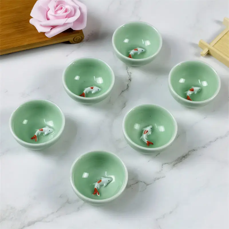 

Celadon Tea Set Cup, Goldfish Small Tea Cup, Household Cup