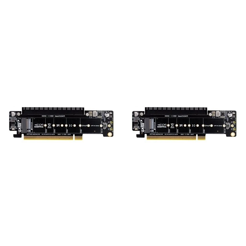Stylish-2X Pcie X16 To X8+X4+X4 Split Expansion Adapter Card PCIE4.0 M.2 Nvmex2 Input Ports Support 2280/2260/2242/2230 SSD