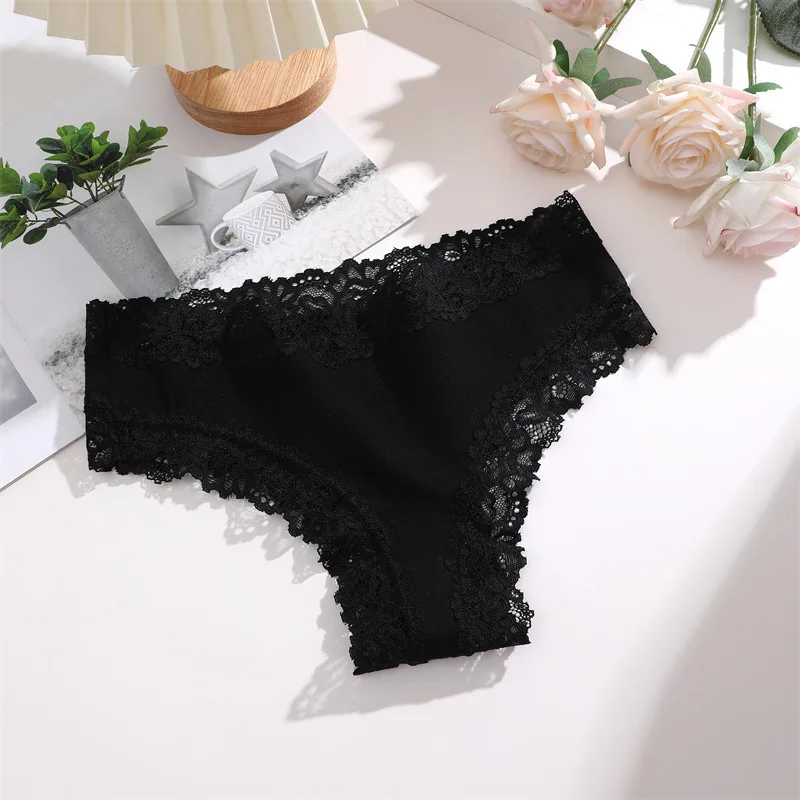 

Bikini underwear briefs for women featuring delicate lace trim and soft fabric suitable for wearing during all four seasons