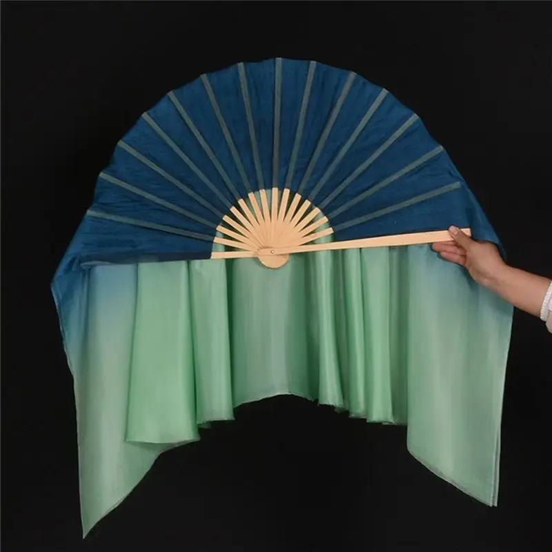 Hand-Painted Silk Dance Fan - Green - usage example
