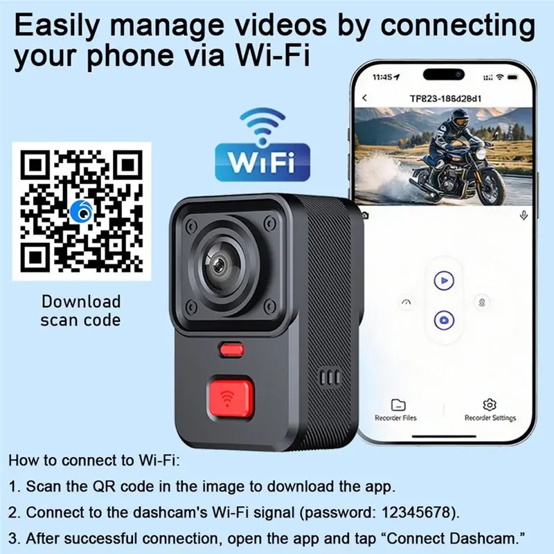 Reliable-Camera Motorcycle DVR 2K HD Wifi Waterproof IP66 Loop Recording Camera HD Video Recorder Mountain Electric Bicycle