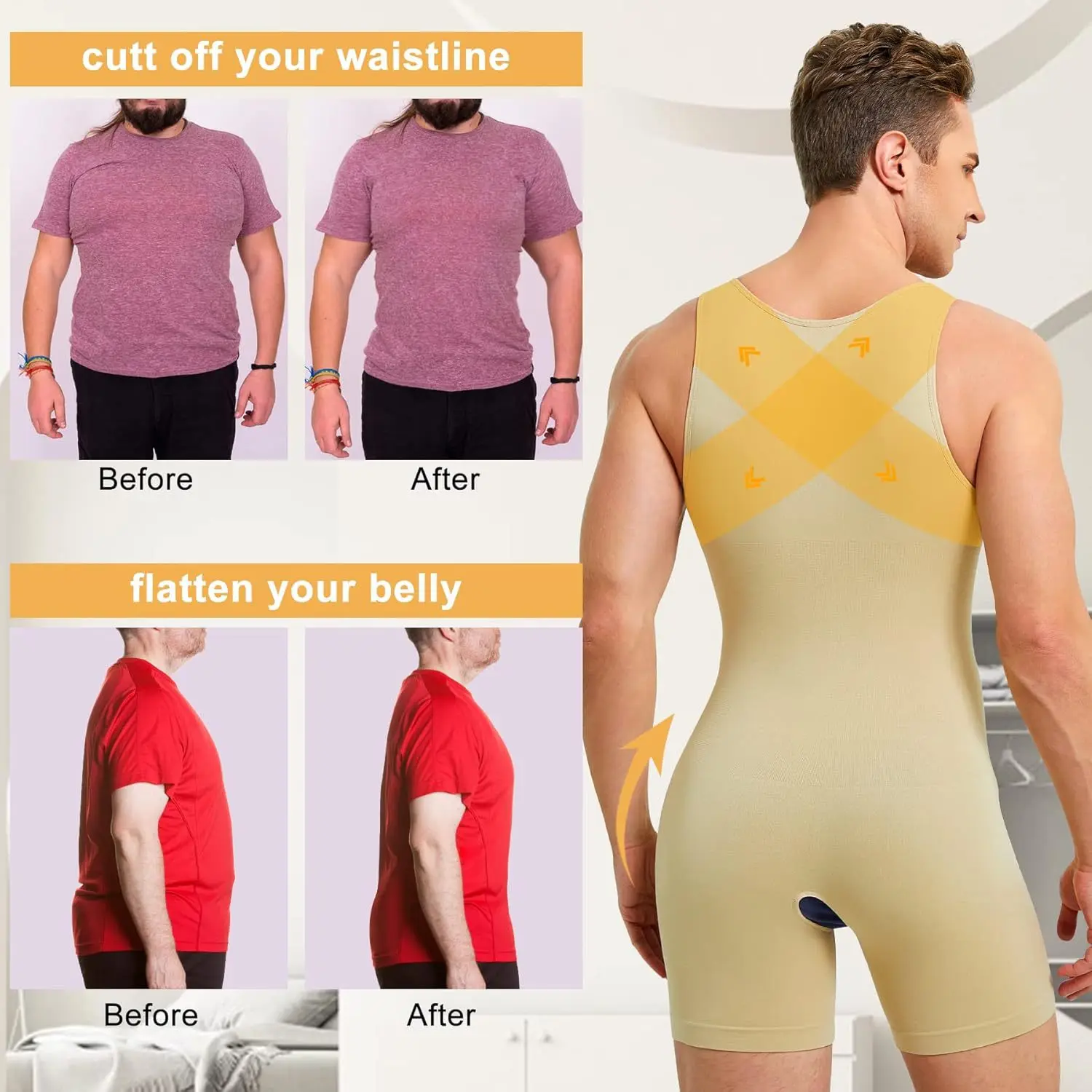 ใหม่ผู้ชาย Shapewear Jumpsuit เปิด Crotch Bodysuit ฐานชั้นออกกําลังกายกล้ามเนื้อยืดชุดชั้นใน Sensitive เซ็กซี่