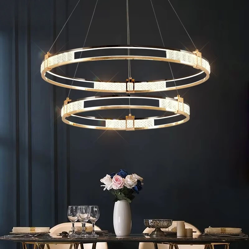 Aluminum Plastic Frame Round Led Chandelier Bedroom Living Room Study Luxury High-grade Crystal Lamp Home Lighting Decoration