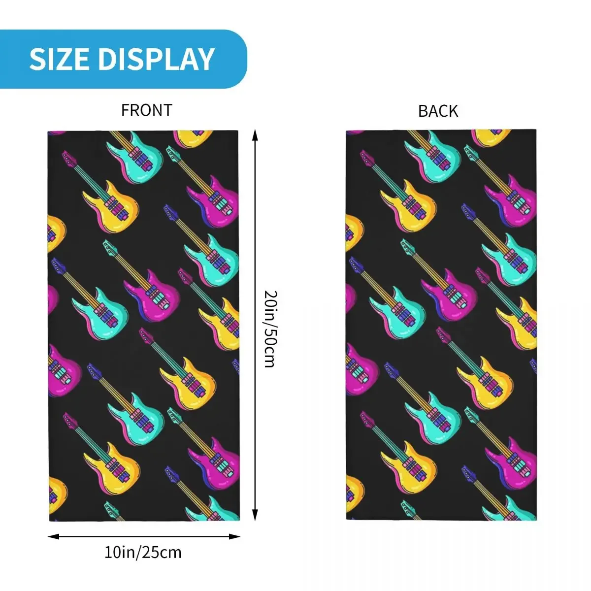 Men's Guitar Piano Drum Music Notes Saxophone Violin Math Bandana Neck Gaiter Printed Magic Scarf Multi-use Headband Cycling