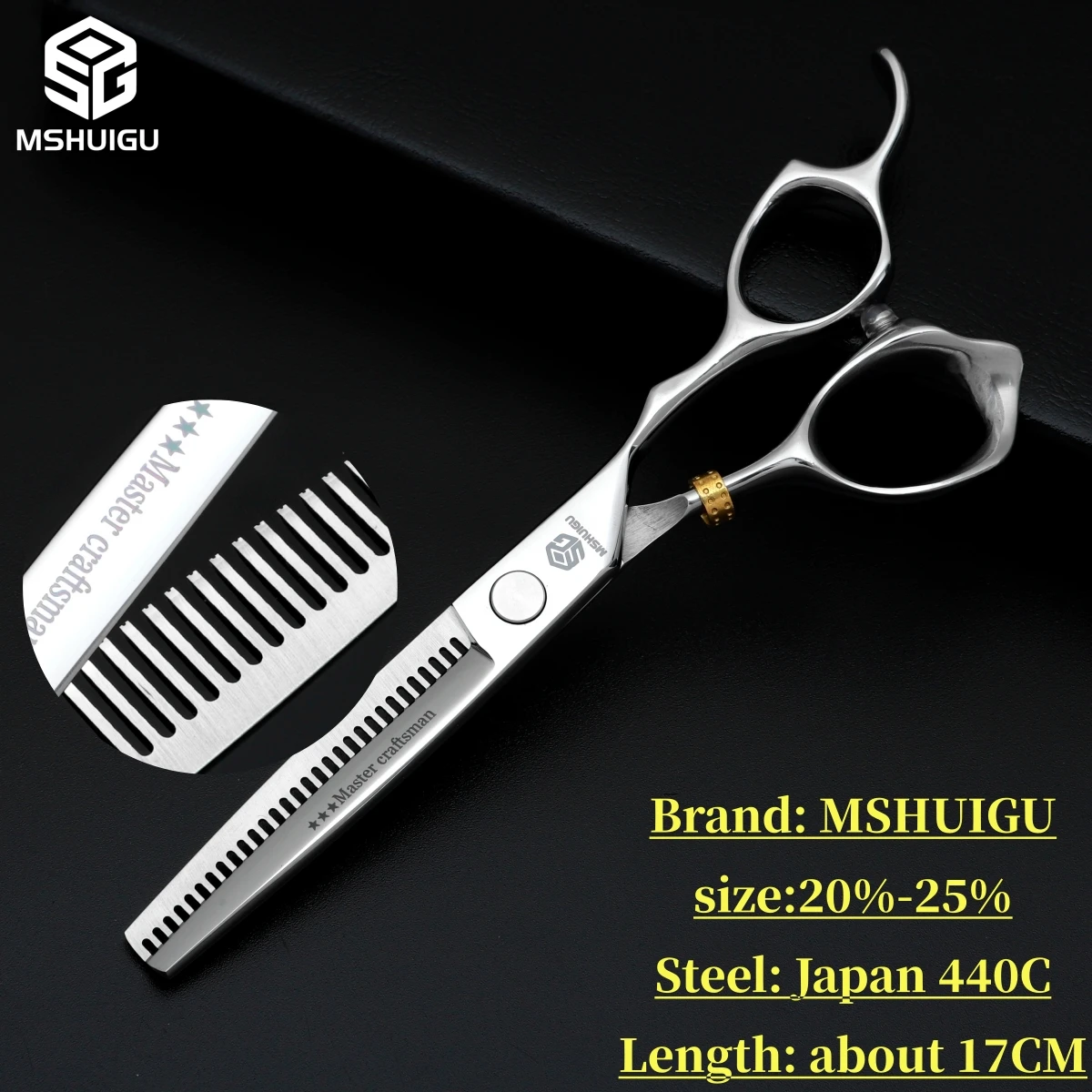 MSHUIGU 6-Zoll professionelle Friseurschere, multifunktionale Effilierschere, umkehrbare Zähne, 440C Stahl, für Familienhaarschnitte – Detail 8