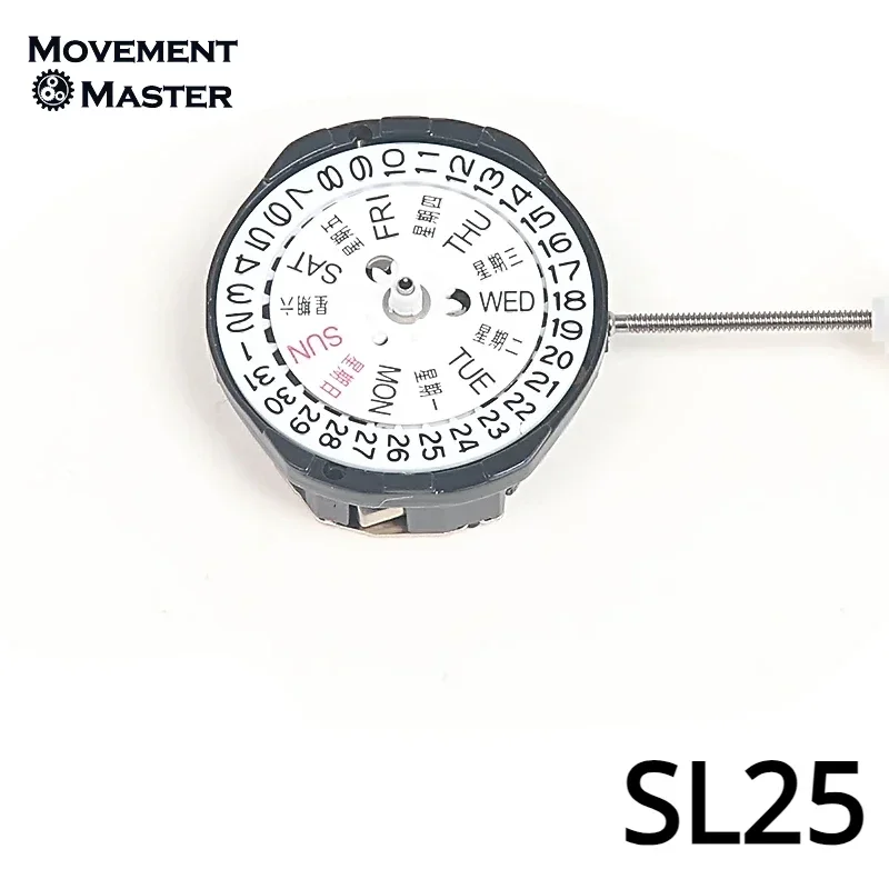 New Original SL25 Quartz Movement Dual Calendar 3 Hands Watch Movement Repair Replacement Parts