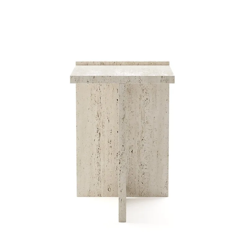 Nordic new style living room side tables square natural stone travertine natural marble wholesale customized side table