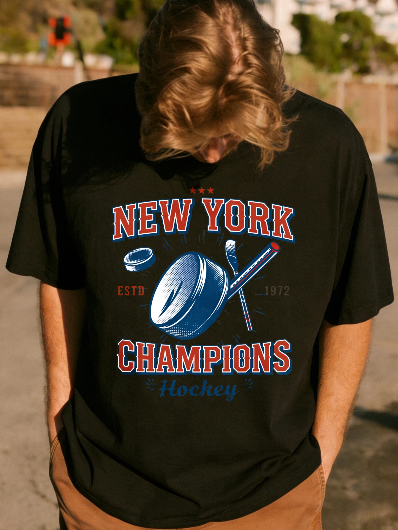 

Mens Short Sleeve Streetwear T Shirt New York Champions Graphic Printed Cotton Oversized Summer Casual Gift for Him
