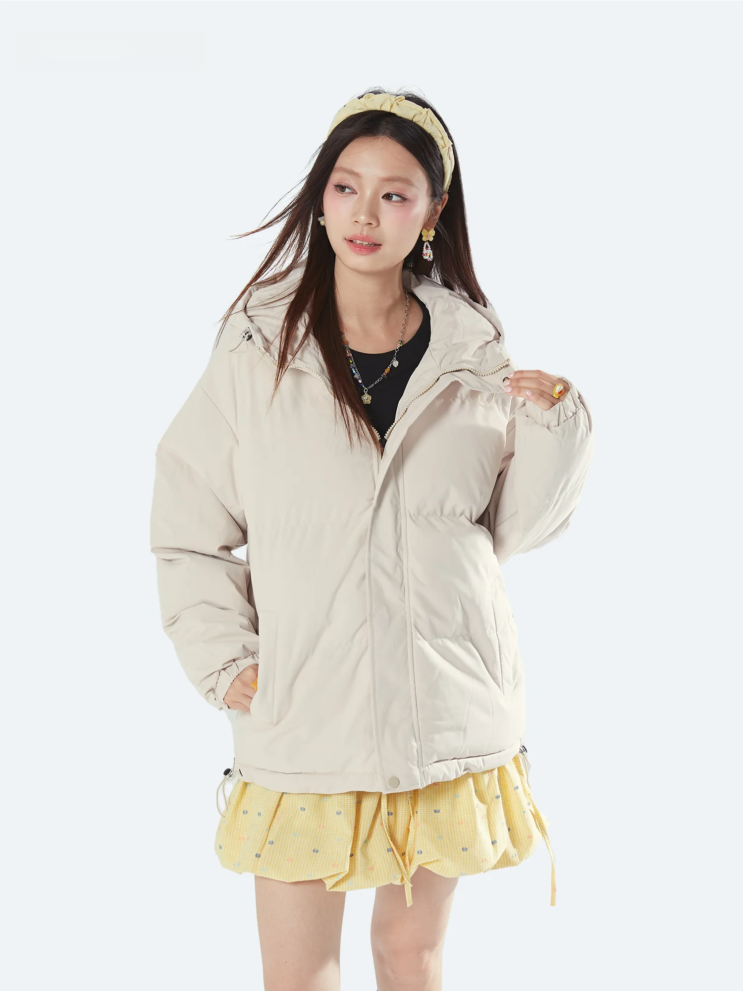 

Capricorn American Casual Color Hooded Cotton Jaet Women's Winter Thiened Warmth Protection Cotton Coat Men