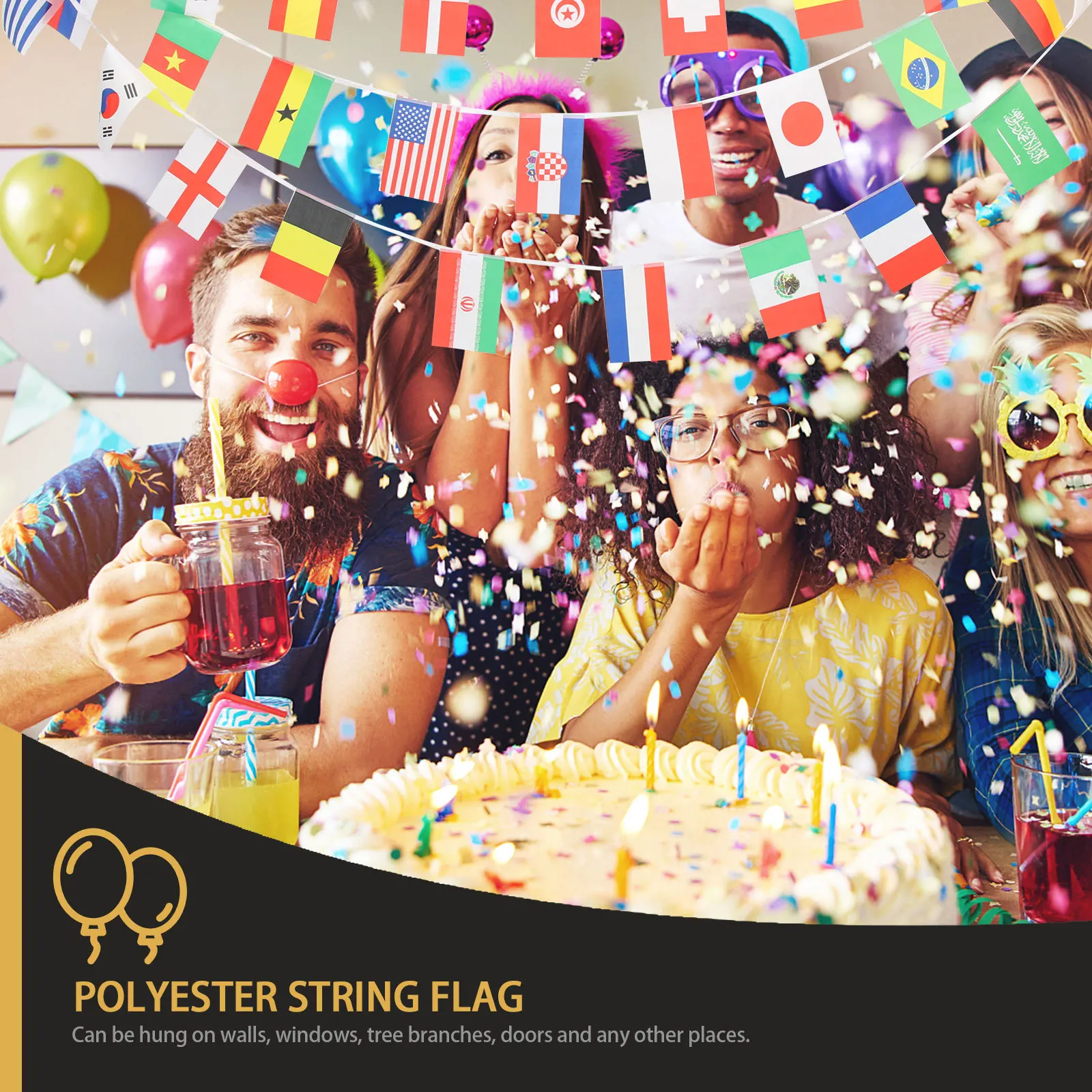 

World Flag Banner International Flags String Decoration Soccer Fans Party Supplies Wall Decor Bunting National Flag