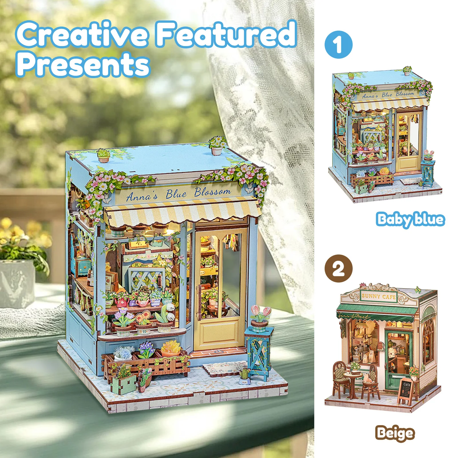 

DIY Book Nook Kit Miniature Wooden Dollhouse with Lights Bookshelf Insert 3D Puzzle Decor Model For Children Adult Birthday Gift