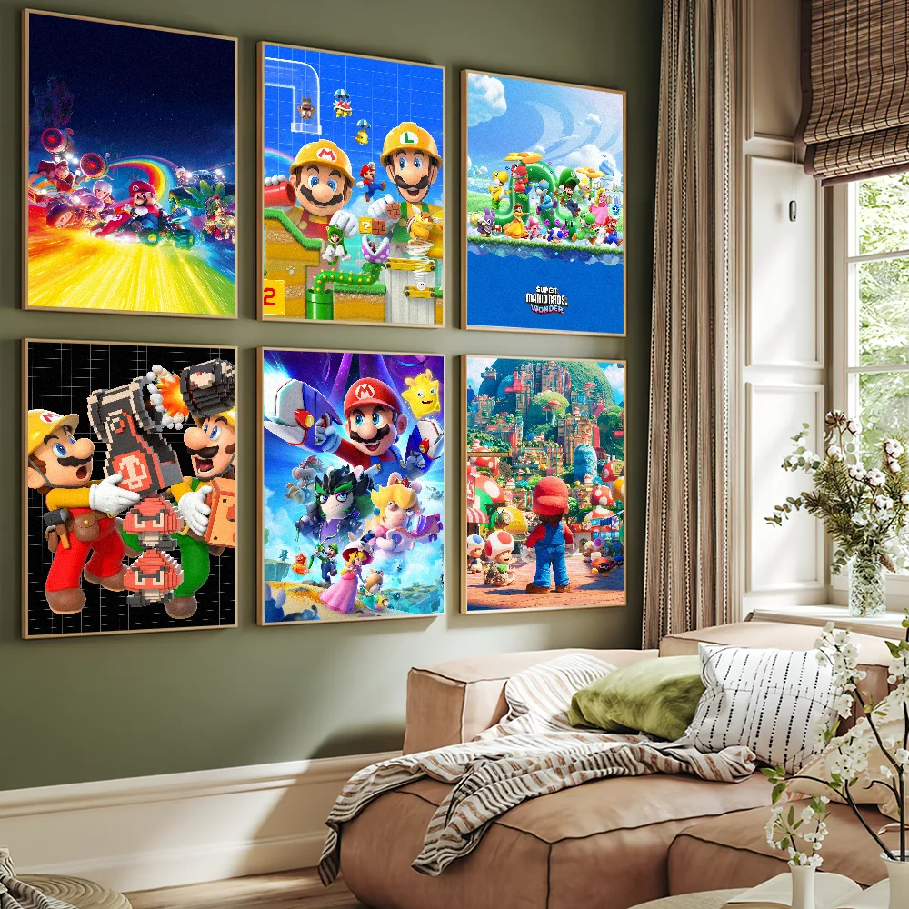 فيلم The Super M-Mario Bros ملصق لوحة ذاتية اللصق غرفة المعيشة مكتب الديكور غرفة نوم المنزل الجدار ملصق يطبع #3