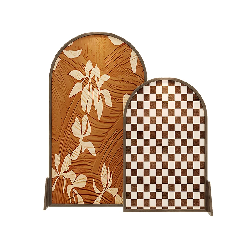 

French retro solid wood screen partition living room entrance baffle advanced sense floor simple small seat screen