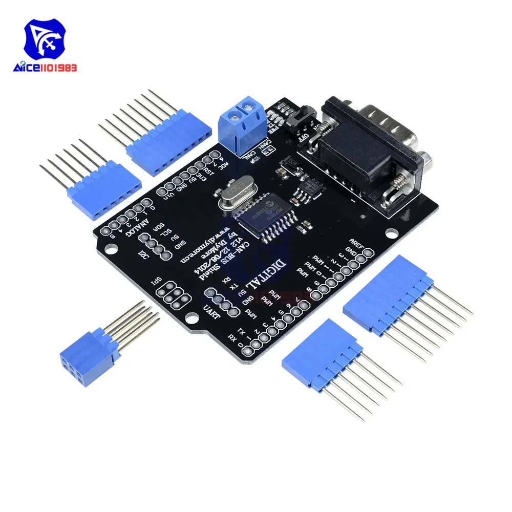 MCP2515 EF02037 osłona magistrala CAN SPI 9 pinów Standard Sub-D moduł rozszerzeń DC 5-12V dla Arduino