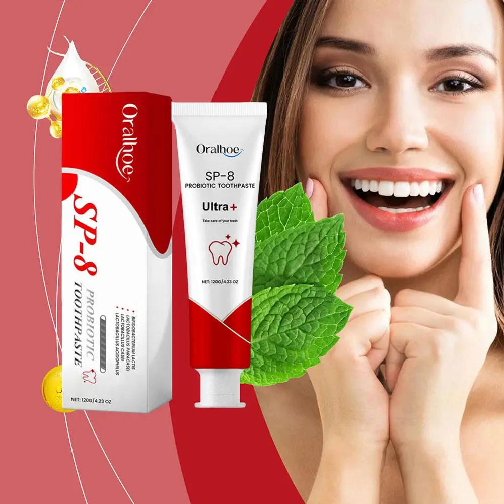 Sp-8 creme dental para clareamento, hálito fresco, triplo, oral, profundo, biótico, gerenciamento de produtos, saúde, g4j2