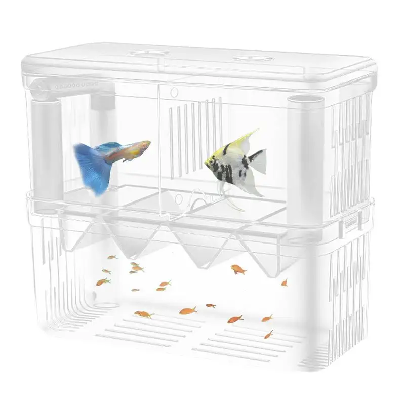 

Aquarium Breeder Box Double-Layer Breeding Tank Hatching Incubator Transparent Suction Cup Hatching Box For Clownfish Guppy