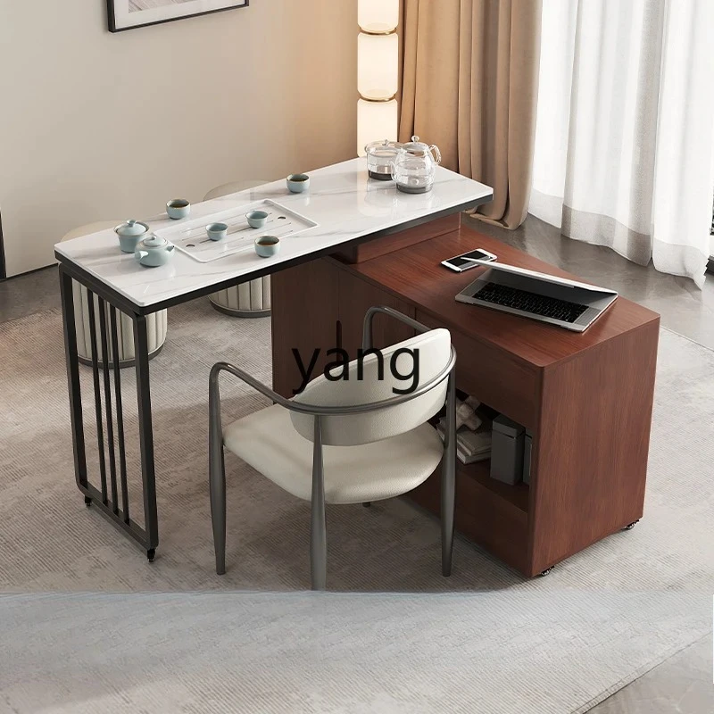 LMM  Balcony Rotating Tea Table Small Tea Table Tea Brewing Integrated Movable Telescopic