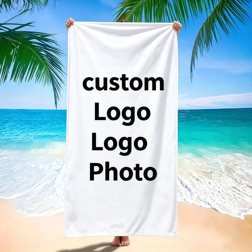 Personalized Beach Towel Custom Photo/Logo Oversized Beach Towel for Bath Pool Sports Camping Summer Party Gift