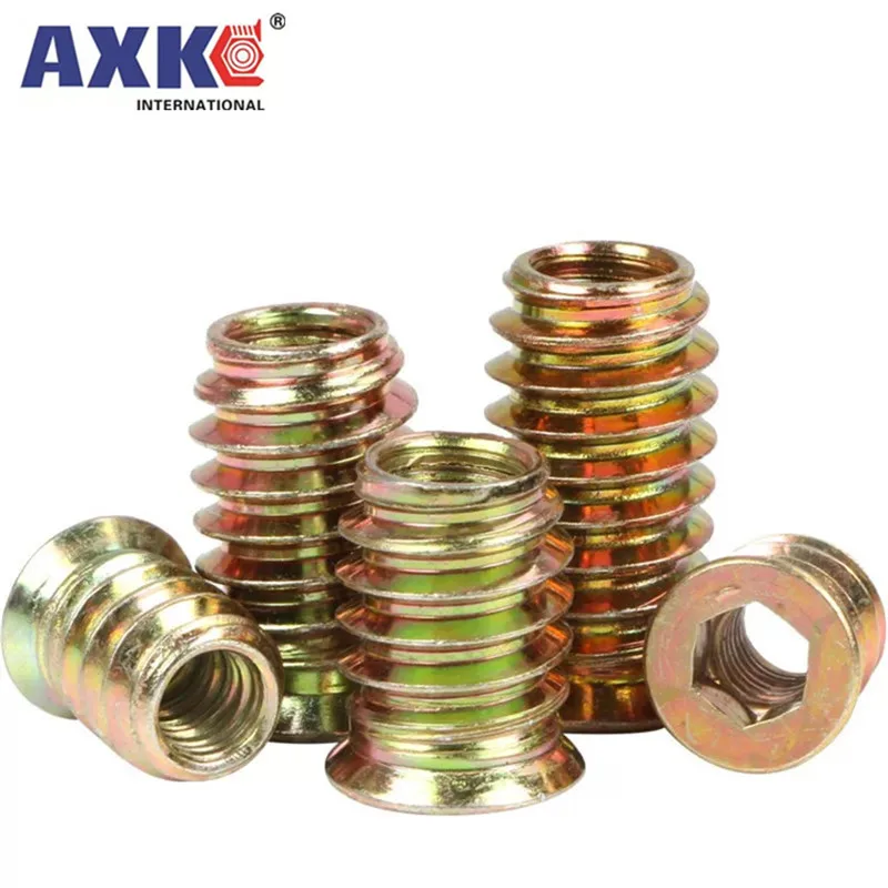 10pcs M6 M8 M10 Steel Metal Hexagon Hex Socket Drive Head Embedded Insert Nut E-Nut for Wood Furniture Inside and Outside Thread