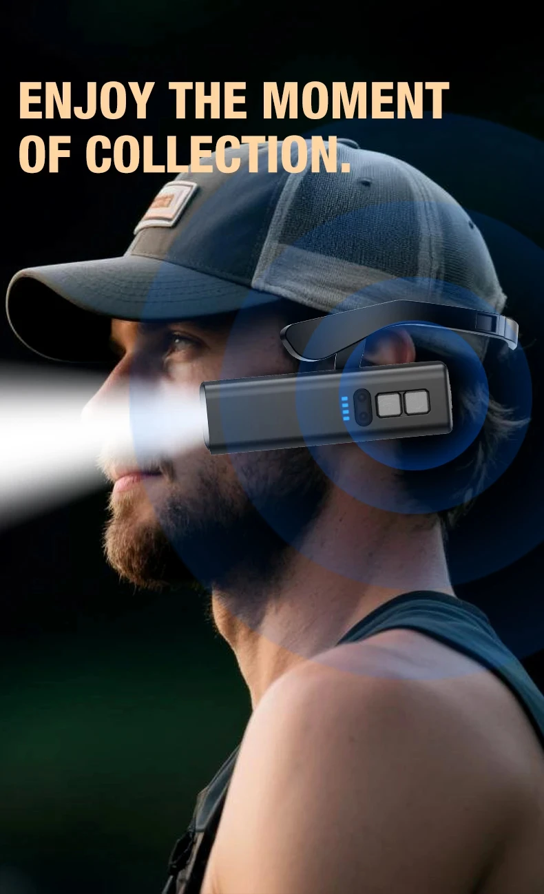Waterproof Rechargeable Ear Clip Headlamp Hands-Free Motion Sensor LED Head Light for Fishing Hiking Running Camping
