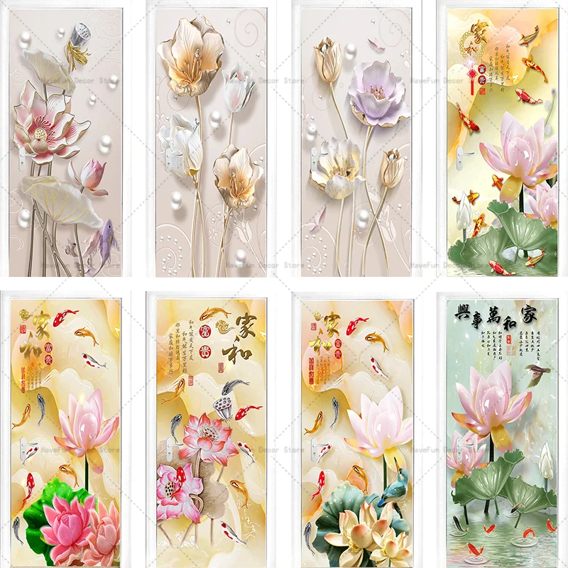 

Chinese Style Door Stickers Landscape Decorative Painting Background Mural Home Decoration Room Wall Stickers