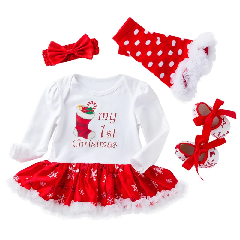

2025 Girl Christmas Baby Big Snowflake Long Sleeve Ha Dress Set 0-2 Year Old Girl jumpsuit Amazon Children's Clothing