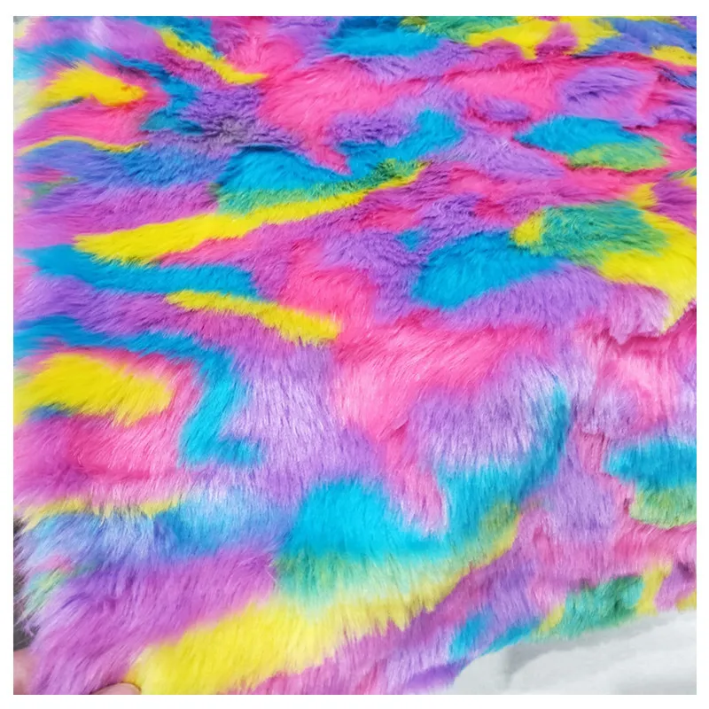 160*100cm jacquard rainbow rabbit falling hair plush faux fur fabric for coat pillow case vest Fur collar plush fur tissu telas