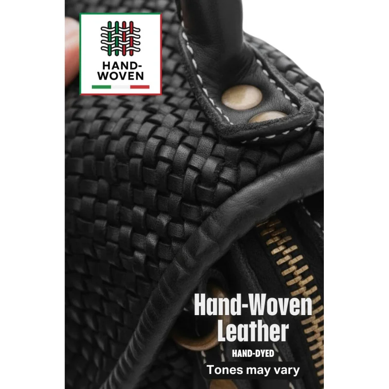 Top Handle Genuine Small Crossbody Bag for Women - Handcrafted Calfskin Italian Leather Purses