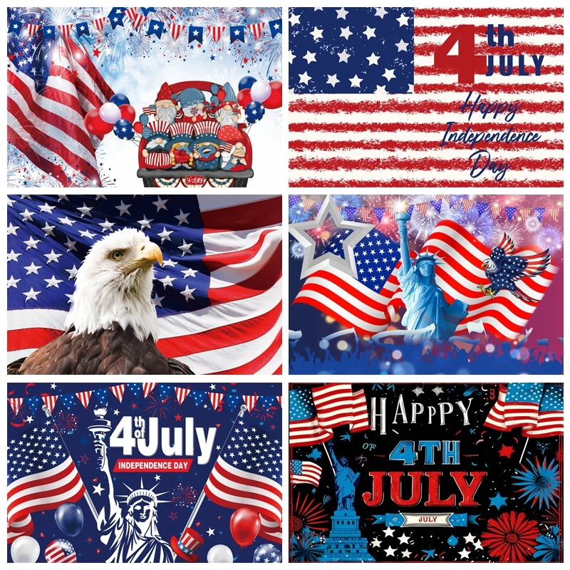 

Happy 4th of July Independence Day Backdrop American Flag National Party Photo Photographic Background Photography Studio Booth