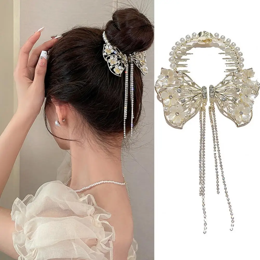 Beautiful Comb Design Headwear Women Large Butterflies Decor Ponytail Hair Claw Round Horsetail Buckle Hair Accessories