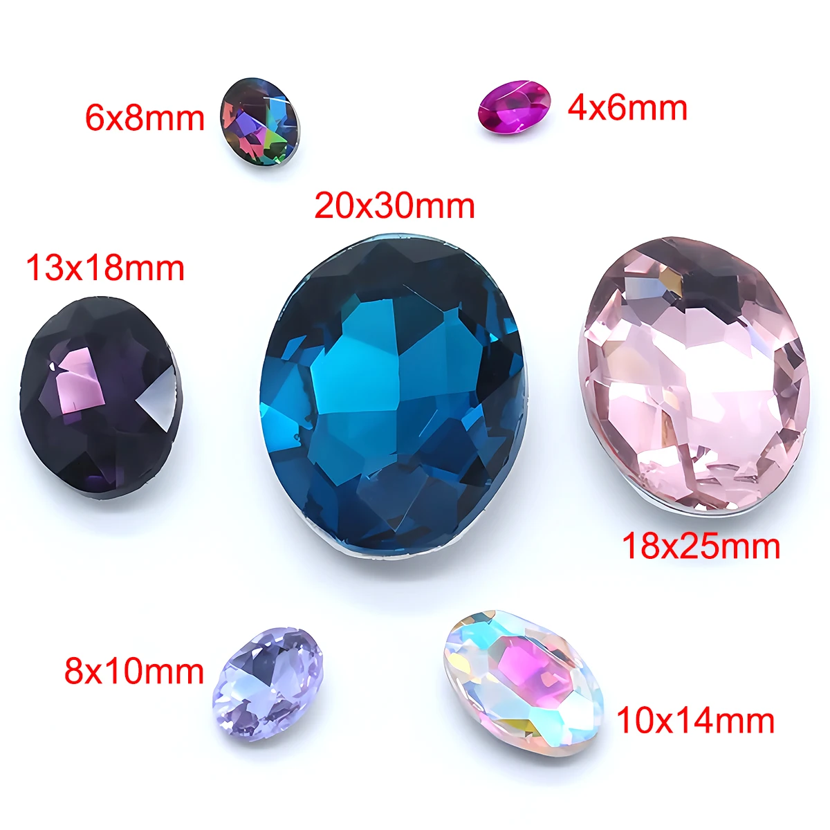 Glitzernde ovale Kristall-Strasssteine aus Glas, nicht heißfixierbar, zum Aufkleben für Schmuck, Bastelarbeiten, Kleidung, Taschen, Schuhe, 3D-Nagelkunst-Dekoration – Detail 5