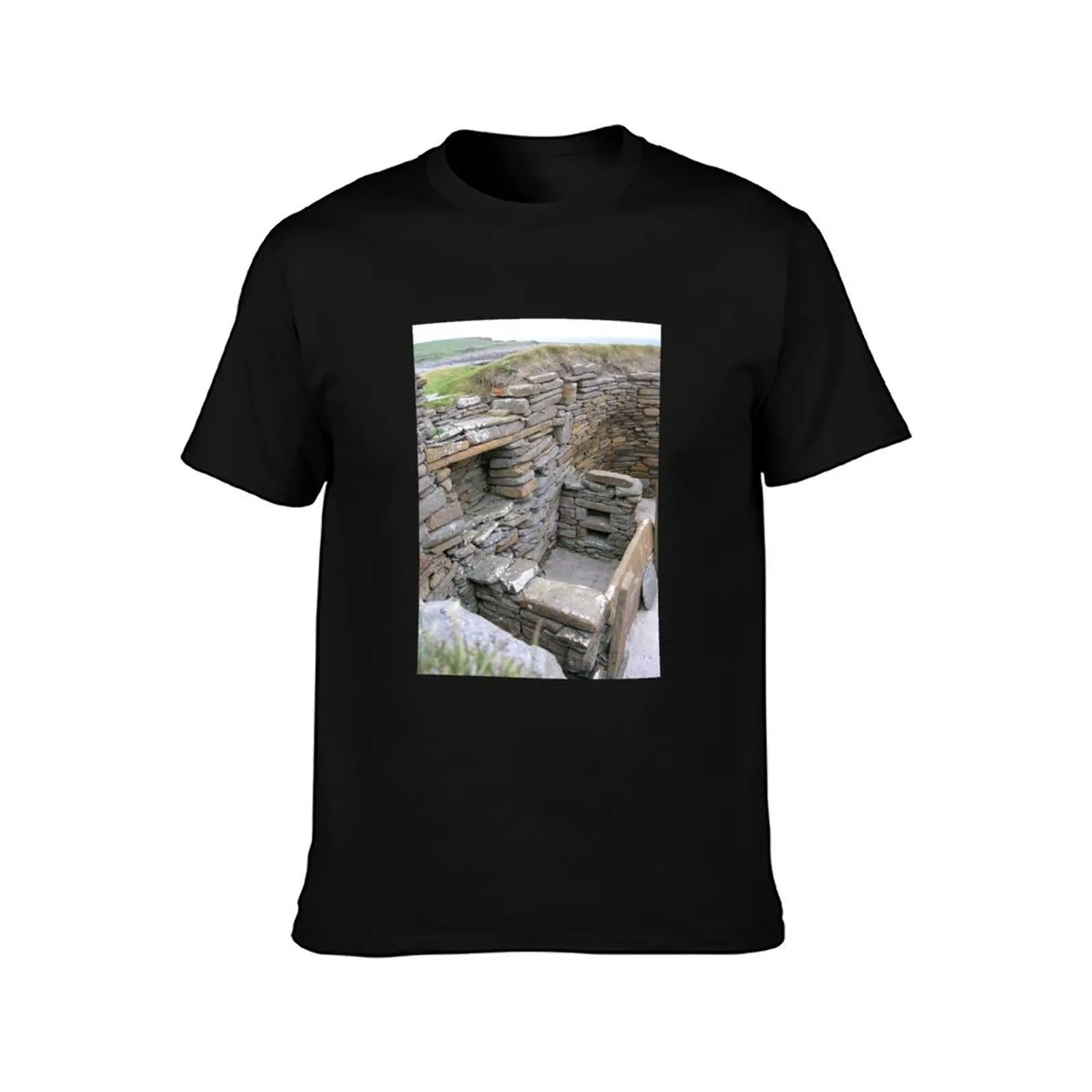 Interior of Neolithic house, Skara Brae T-Shirt Plus Size Workout Short Sleeve Top T-Shirt