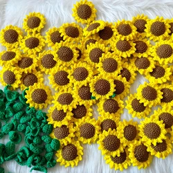 5CM Sunflowers And Leaves DIY Clothing Sewing Supplies Hand Made Accessories Semi-finished With Wool Hook Weaving