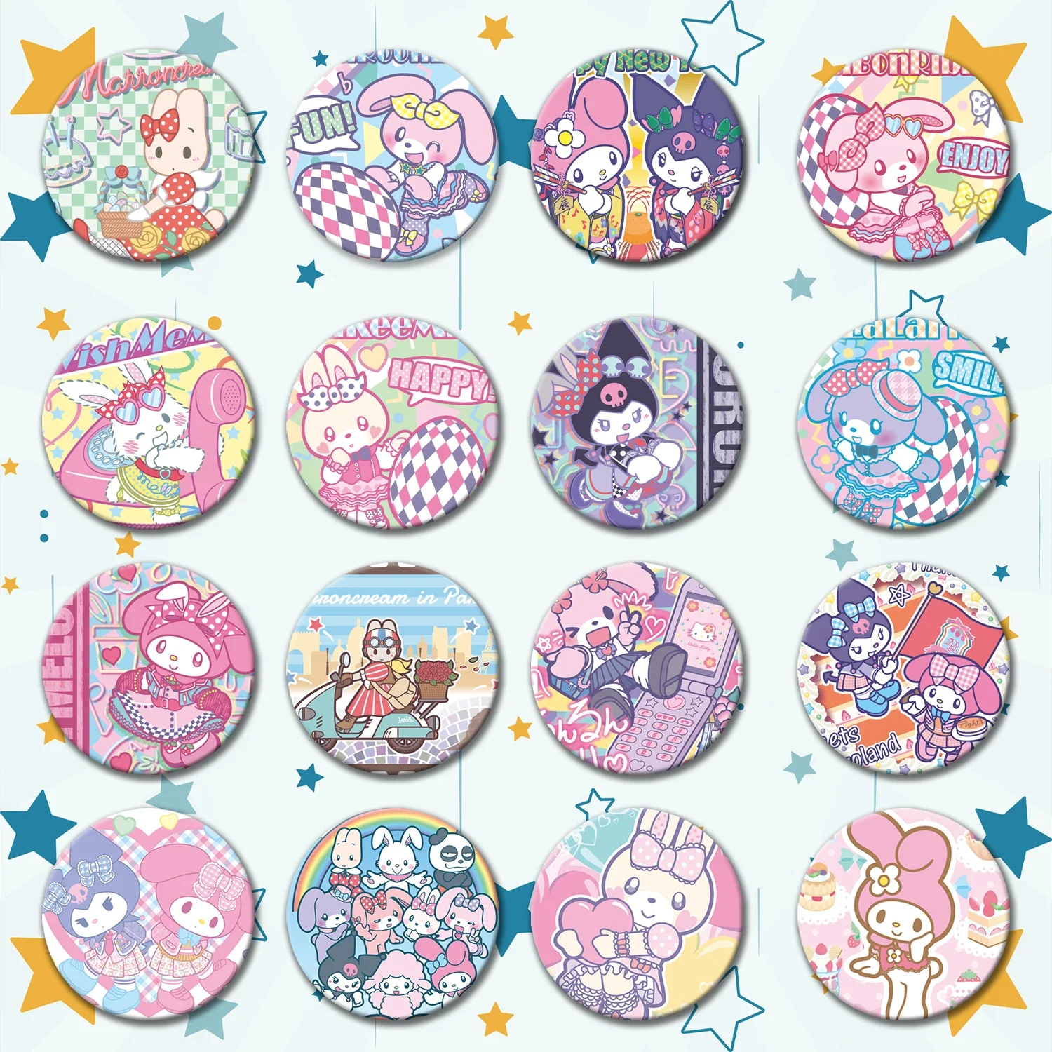 

58 мм аниме мультфильм Sanrio персонаж вспышка блесток значок магнит на холодильник зеркало брелок для одежды украшение рюкзака подарки