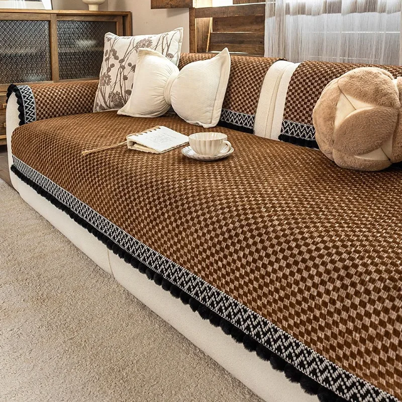 2026 New Chenille Sofa Pad All Season Non Slip Wear Resist Couch Seat Backrest Throw Cover Soft Thick Home Living Room Decor Mat