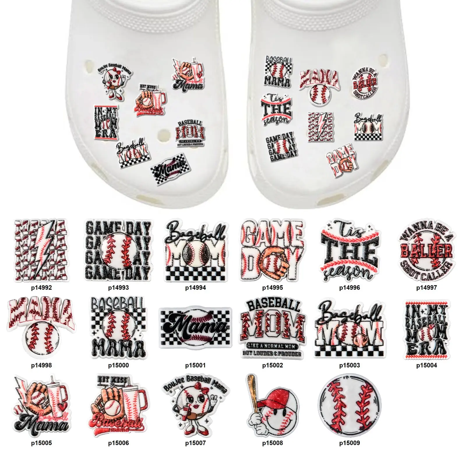 Sports MAMA Ball Shoe Decorations Charms For Clog Shoe Baseball Game Day Shoe Pins JIBZ Bracelet Wristband Party Gifts