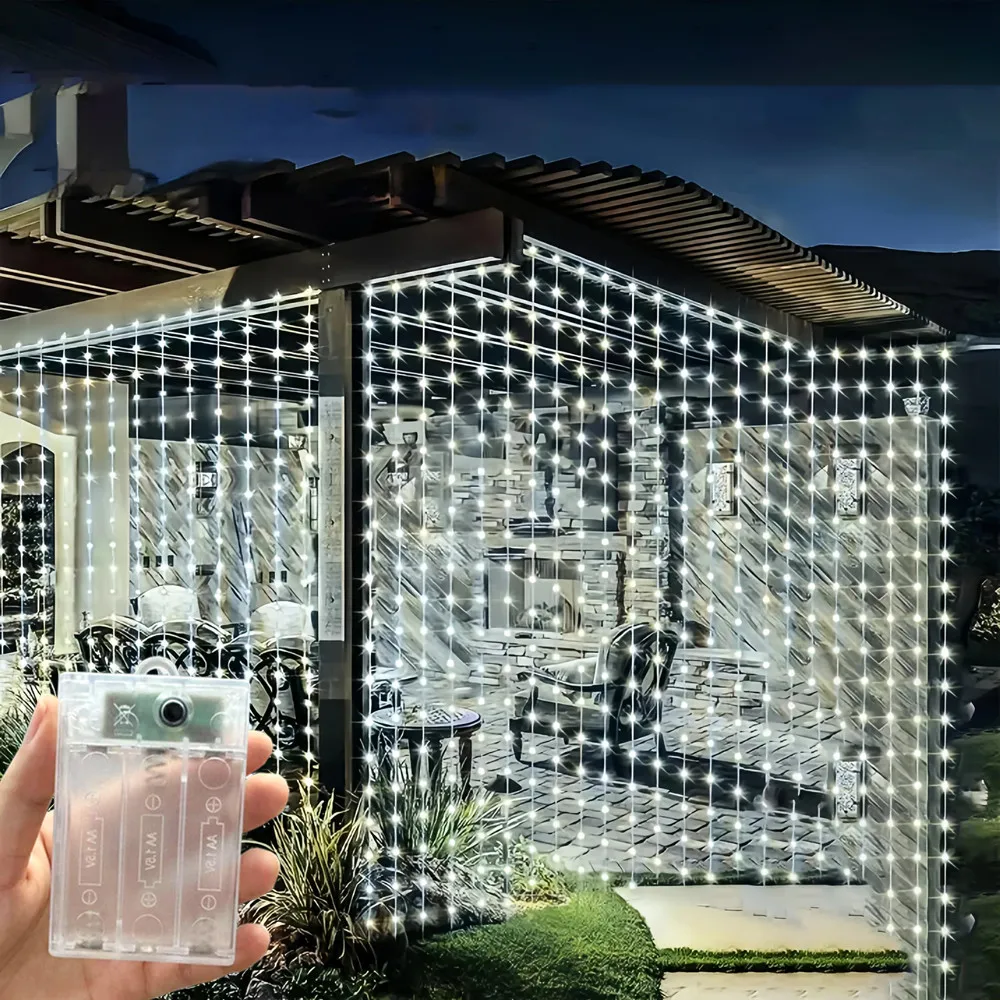 Battery Power LED Curtain Fairy Light String Outdoor Bedroom Christmas Halloween Valentine's Day Autumn Home Decor Indoor