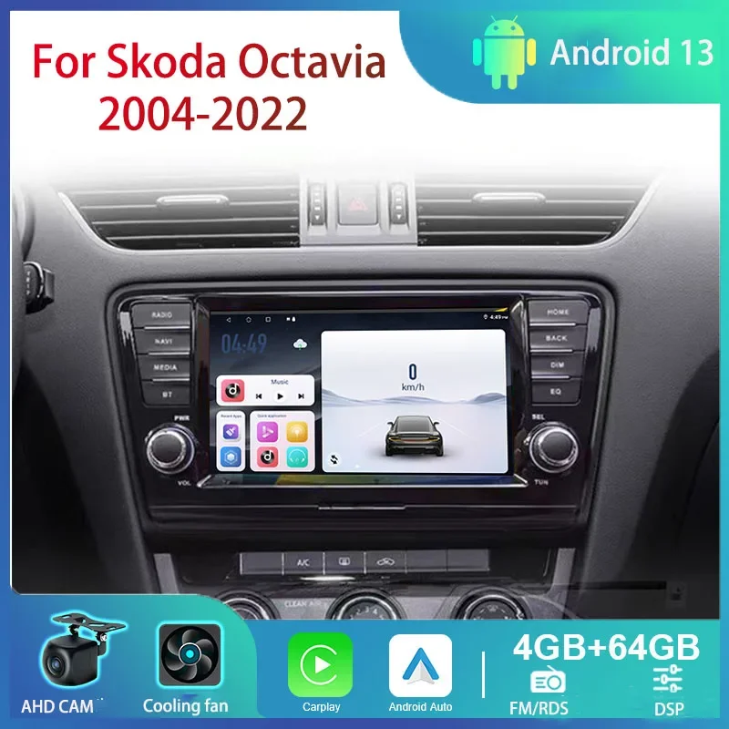 2Din Android 13 Car Radio GPS For VW / Skoda Octavia golf 5 6 touran passat B6 polo Jetta 2Din Radio Player