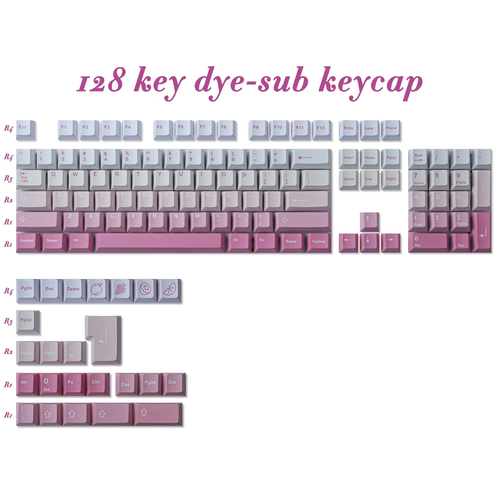 

Polar day purple and blue gradual change keycap, 126 key PBT keycap Cherry original height five-sided sublimation process