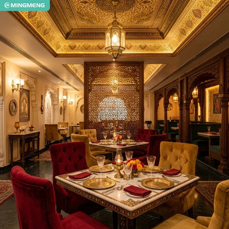 Traditional Style Dining Furniture Wood Frame Dining Table Chairs for Luxury Restaurant Project